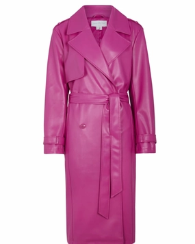 Pin Magenta Vegan Leather Trench | Pink