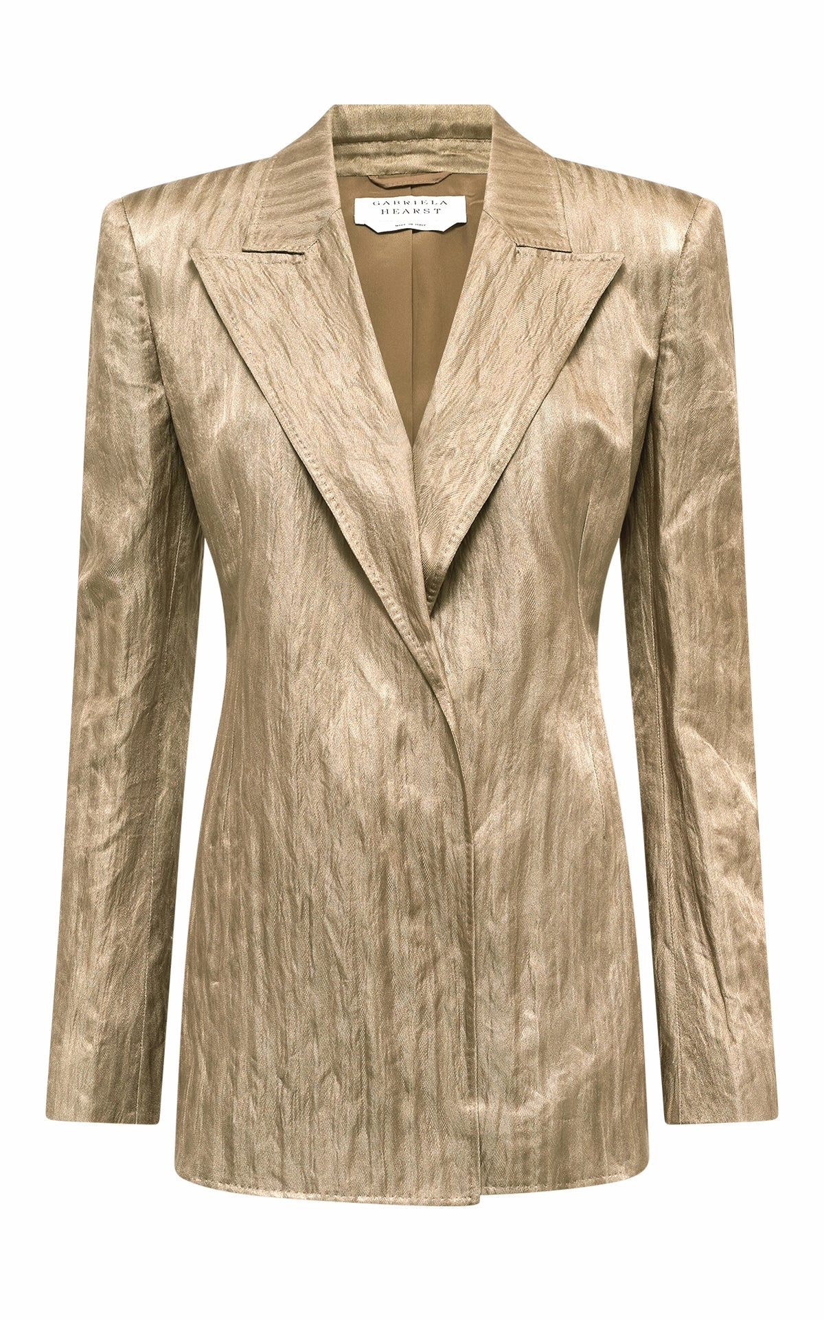Contemporary Look Professional Style Mairi Blazer in Gunmetal Metallic Crinkled Silk