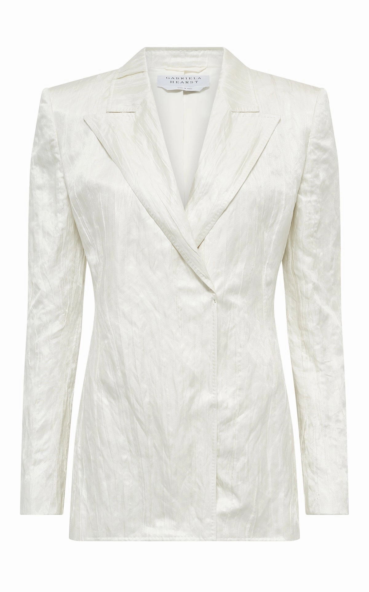 Fashion Comfort Business Layering Mairi Blazer in Ivory Metallic Crinkled Silk