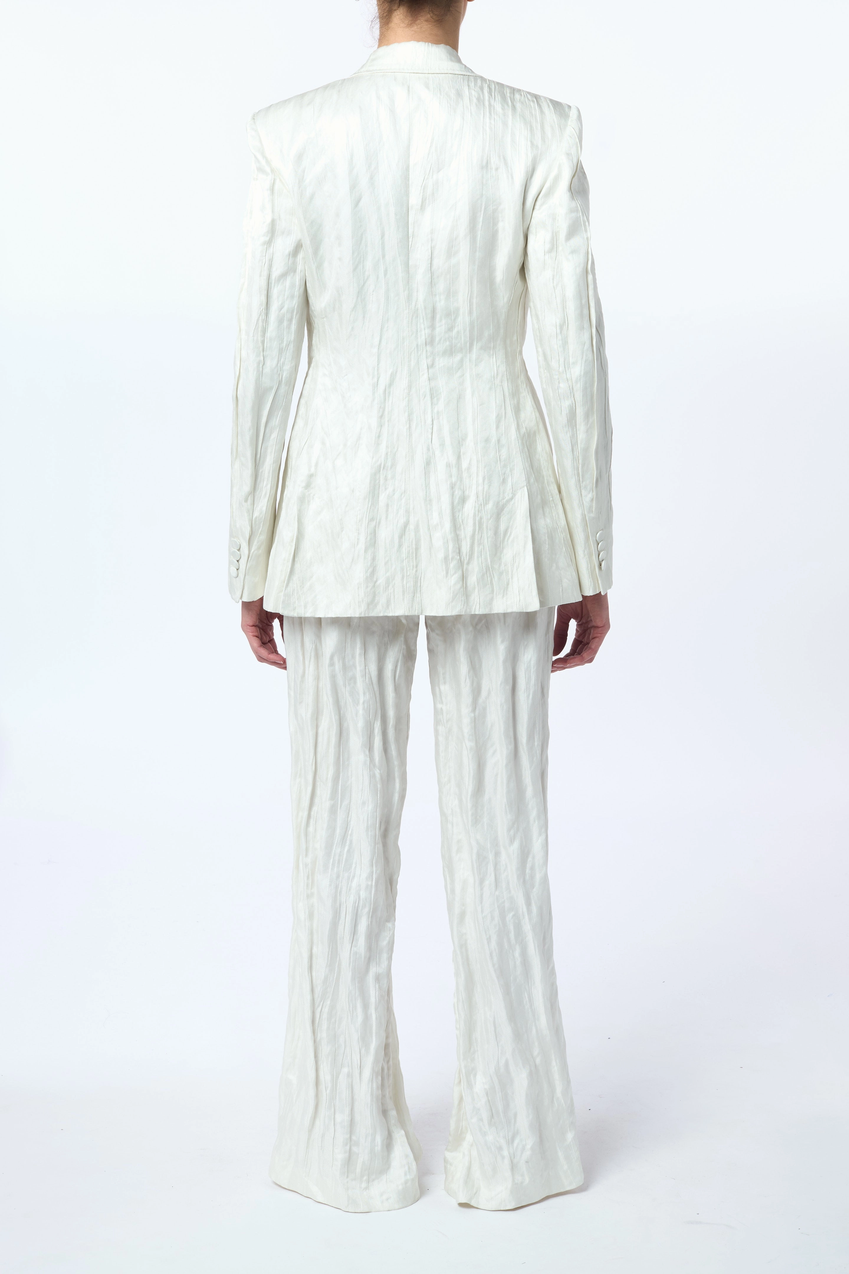 Mairi Blazer in Ivory Metallic Crinkled Silk Professional Wear Perfect Tailoring