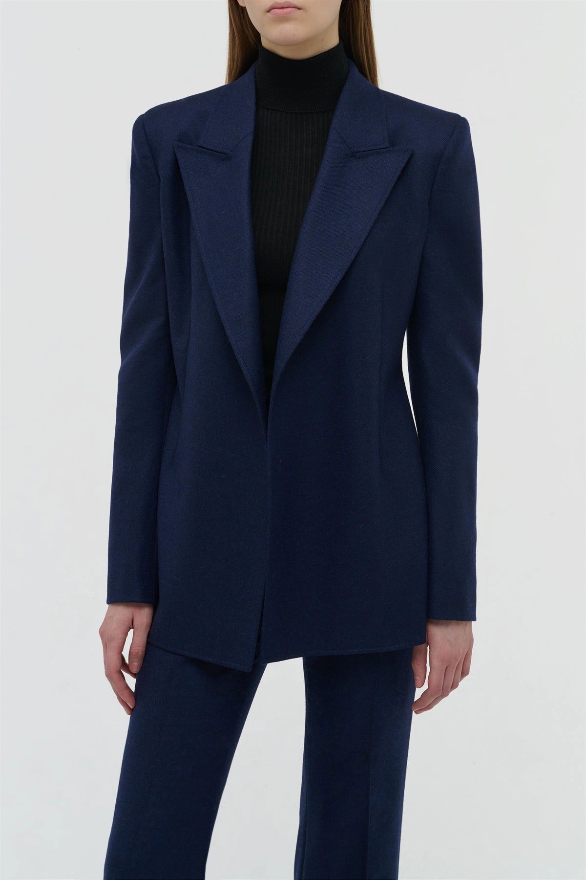 Mairi Blazer in Navy Wool Cashmere Flannel Business Wear