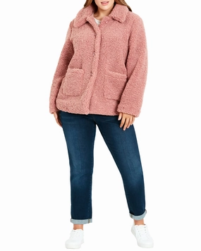 Tailored Silhouette Generic Mandy Teddy Shacket | Pink