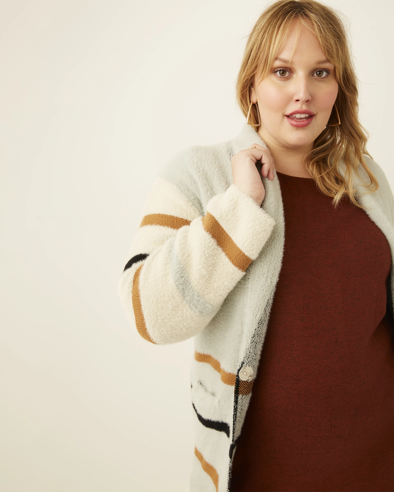 Active Fashion Smart Look Marceline Striped Coat | Charcoal Grey / Yellow