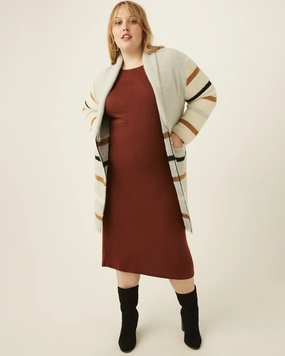 Marceline Striped Coat | Charcoal Grey / Yellow Roll