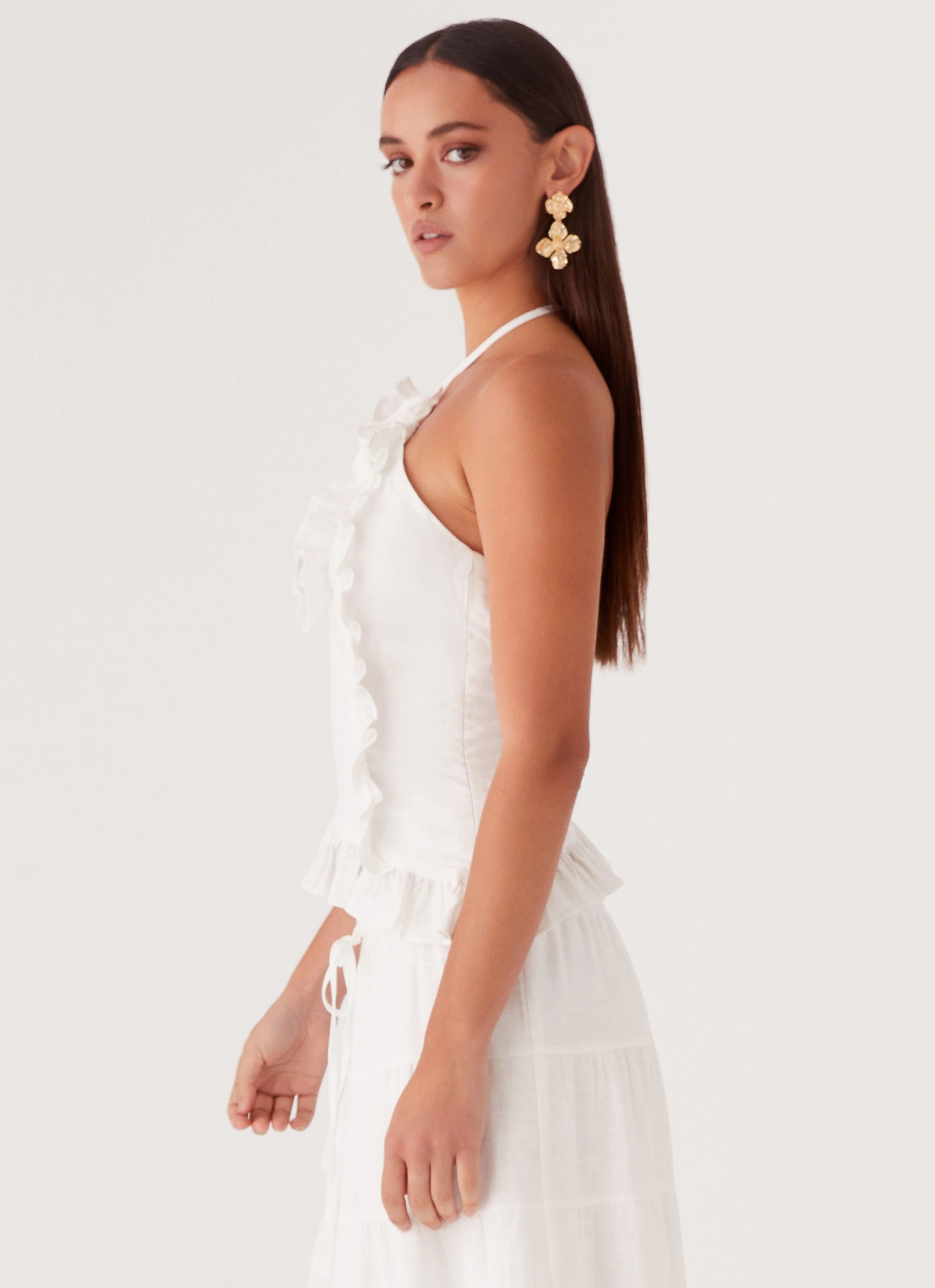 Multi Way Tie Mariella Linen Top - White