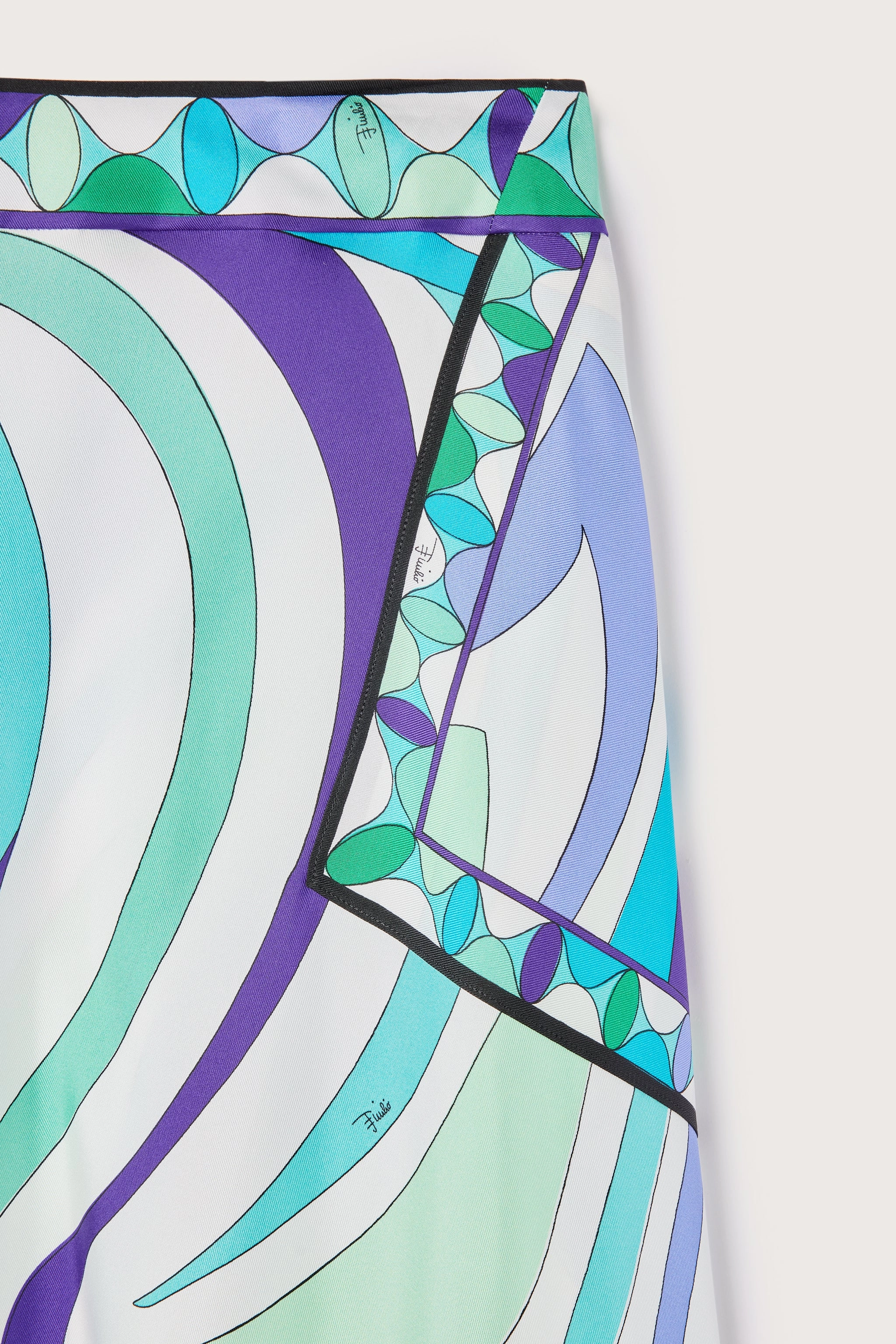 Marmo Print Asymmetrical Silk Twill Skirt Fashion Style