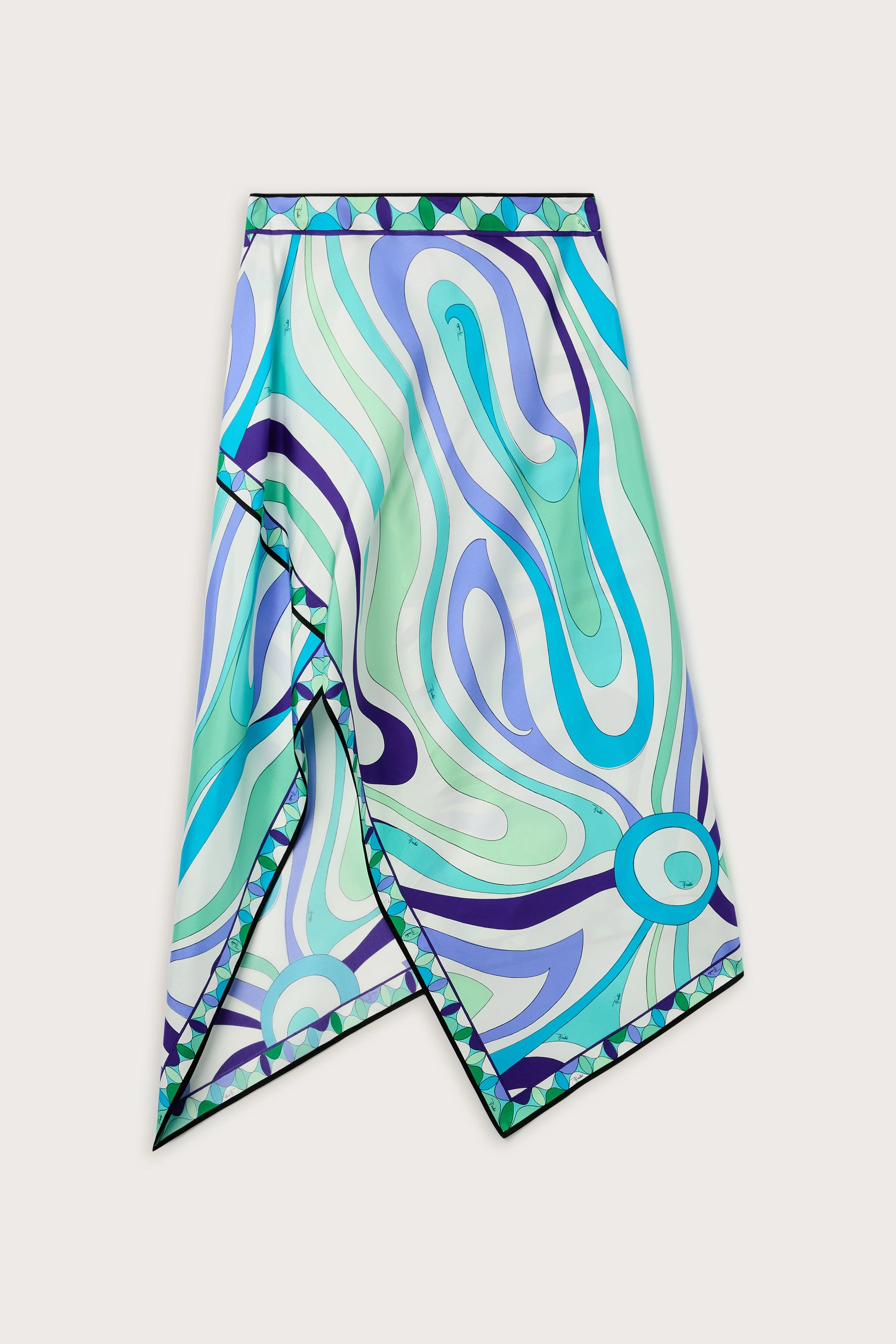 Marmo Print Asymmetrical Silk Twill Skirt Season To Season