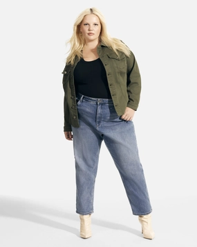 multi-color Martha Raw-Hem Denim Jacket | Forest Green