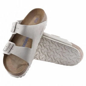 Men's Arizona Soft Footbed Suede Leather Sandals In Vintage White Urban Go Minimalist Design