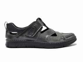 Swift Walk Stacked Traction Lugs Men's Everyday Closed-Toe Leather Sandals In Graphite