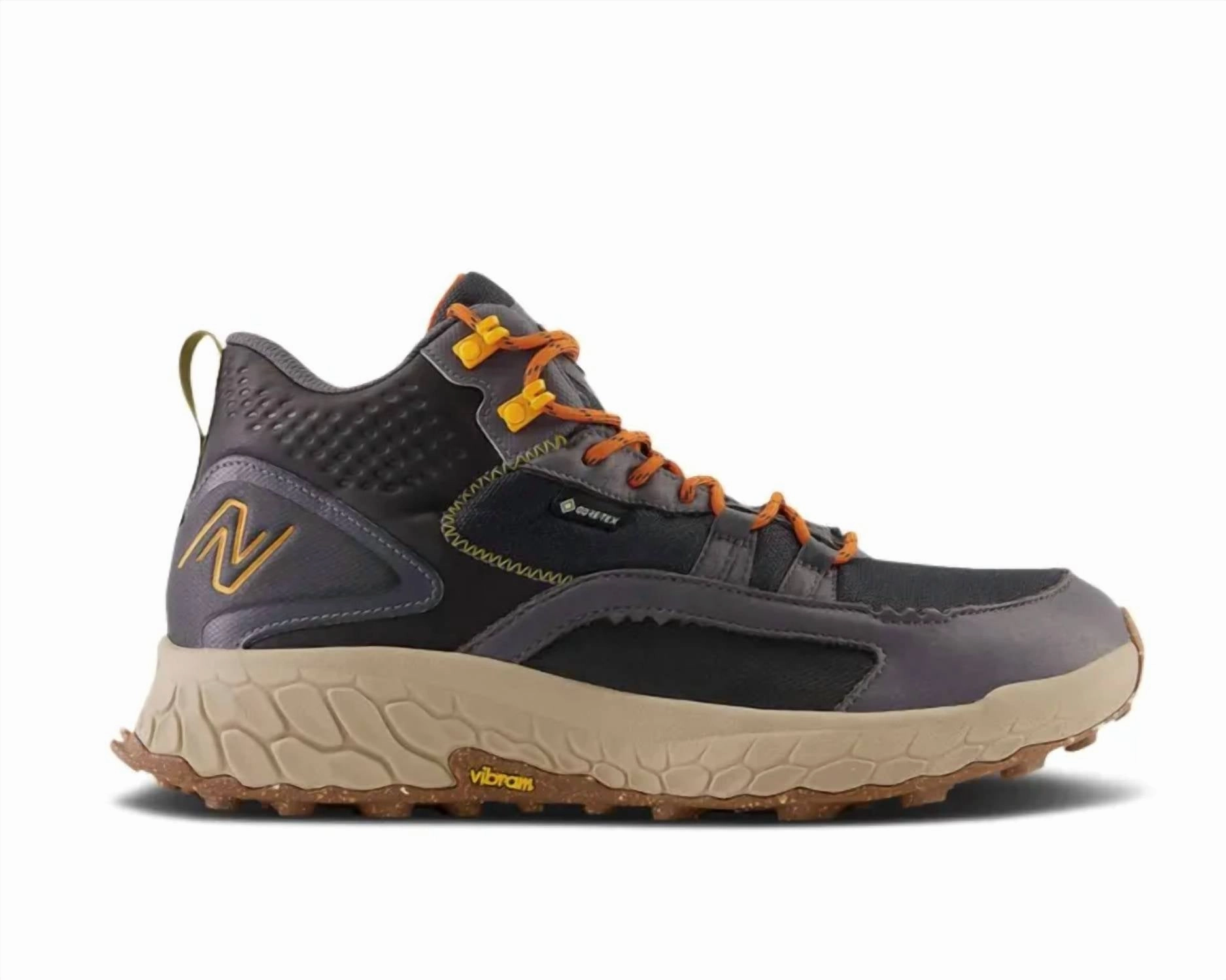 Men's Fresh Foam X Hierro Mid Gtx Shoes - D Width In Black / Magnet / Hot Marigold Quick Style Boots Pointed Toe Shoes