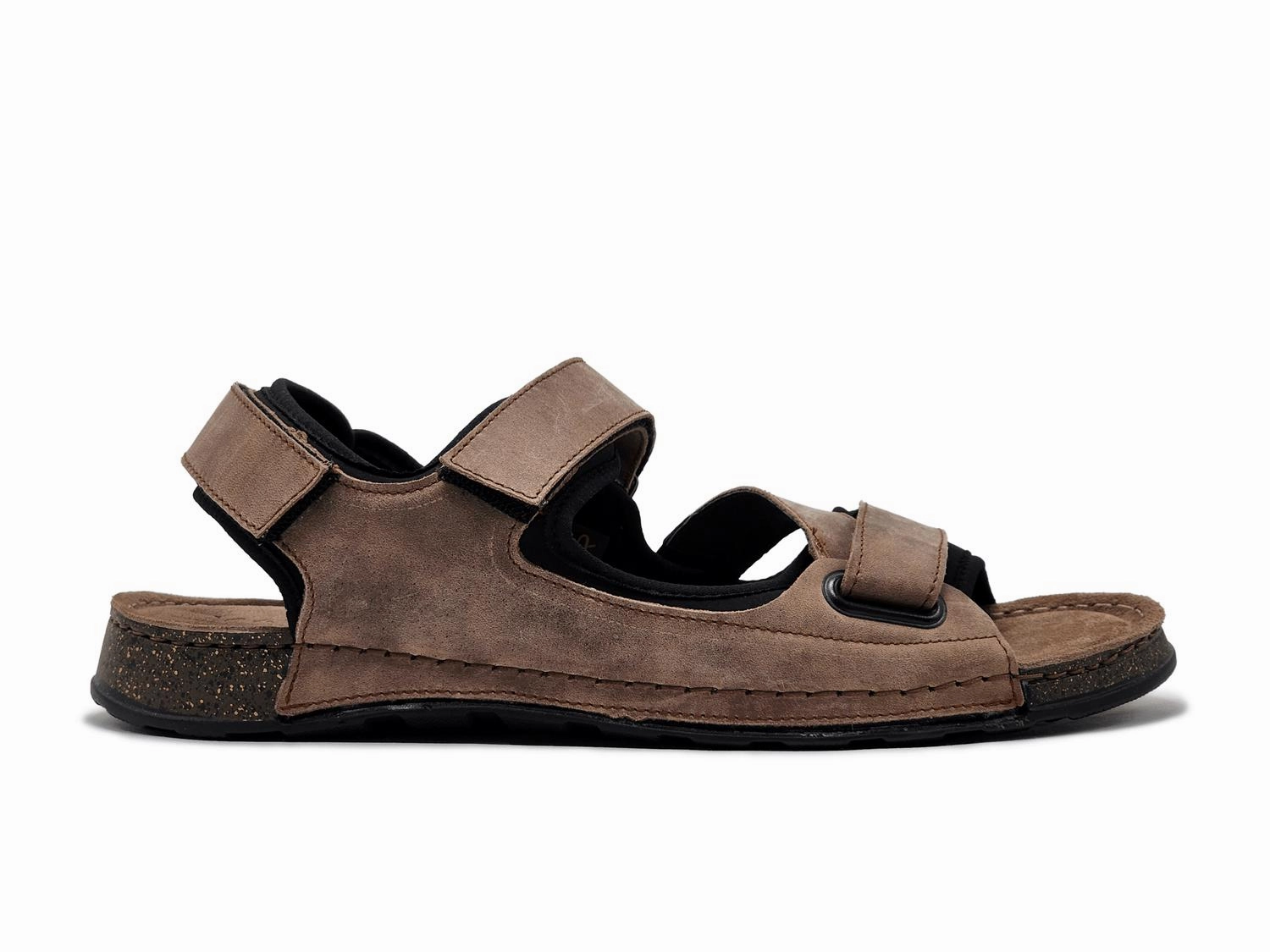 Men's Heath Leather Velcro Sandals In Brown Functional Fit