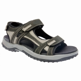 Men's Warren Sandals In Black/grey Nubuck Gel Insert Comfort Walk Shoes