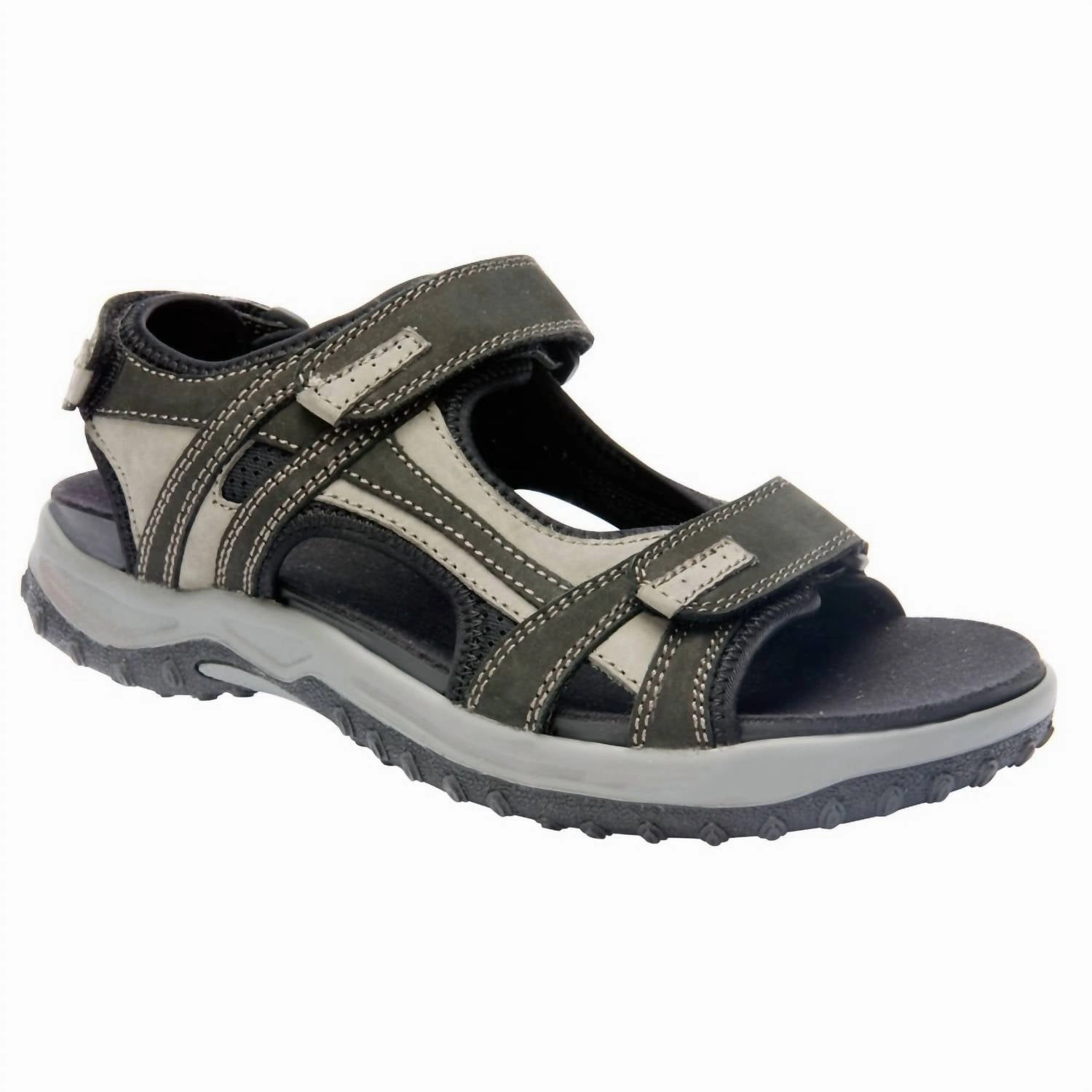 Men's Warren Sandals In Black/grey Nubuck Gel Insert Comfort Walk Shoes