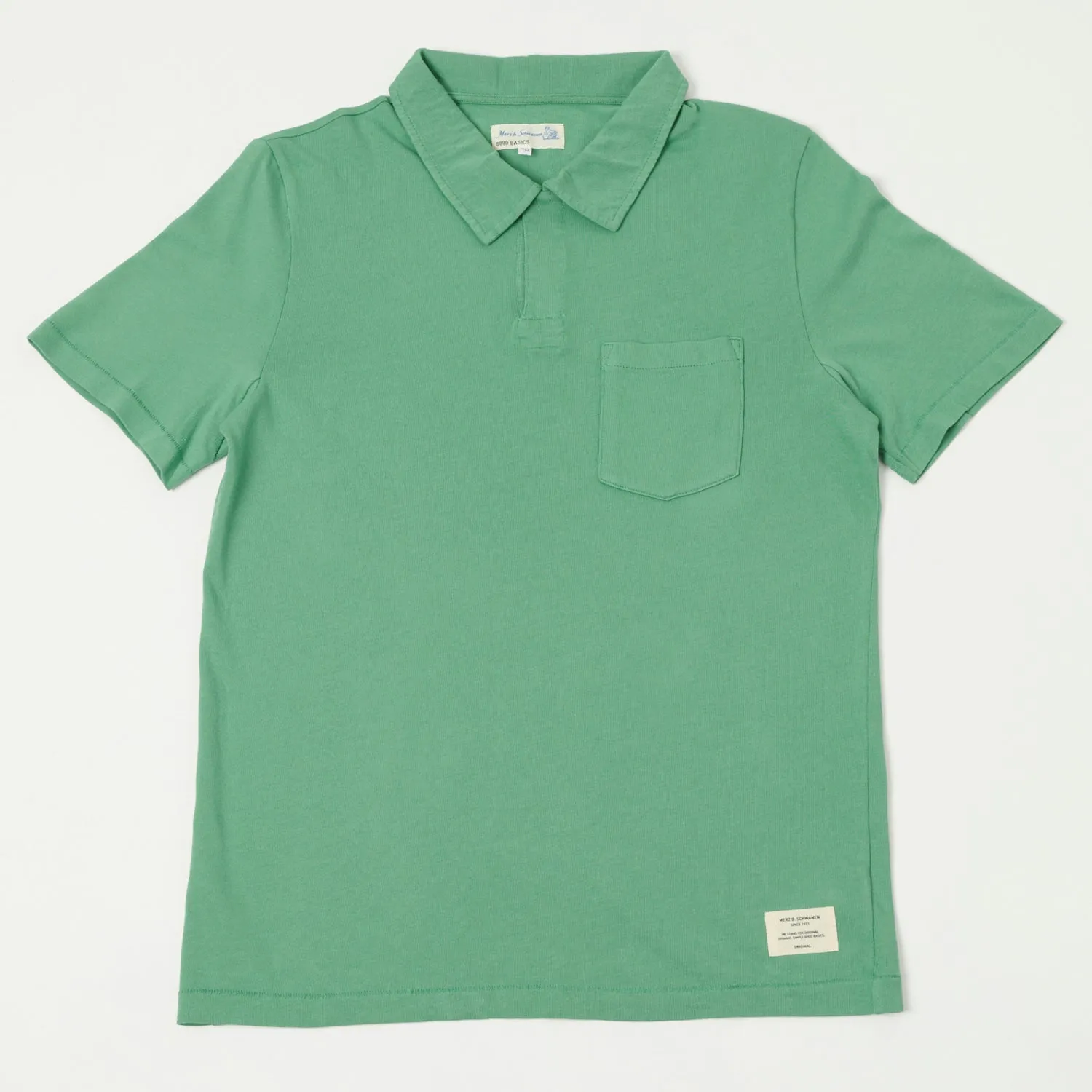 Merz b. Schwanen 'Good Basics' Classic Polo Shirt - Grass Durable Ribbed Cuffs