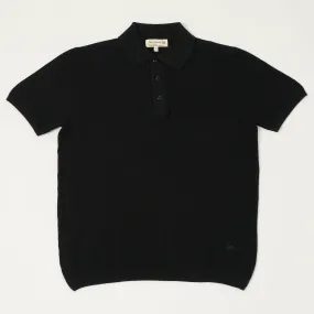 Thermoregulating Fabric Merz b. Schwanen 'Good Basics' Plant Based Knitted Polo Shirt - Deep Black