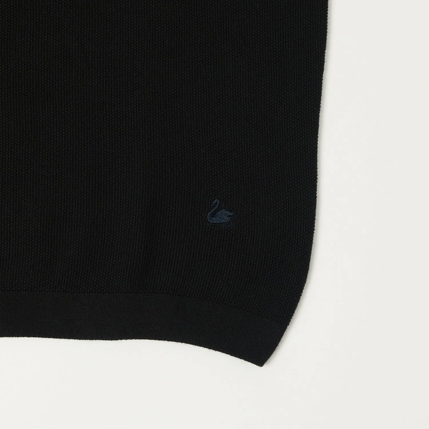 Soft Jersey Fabric Merz b. Schwanen 'Good Basics' Plant Based Knitted Polo Shirt - Deep Black