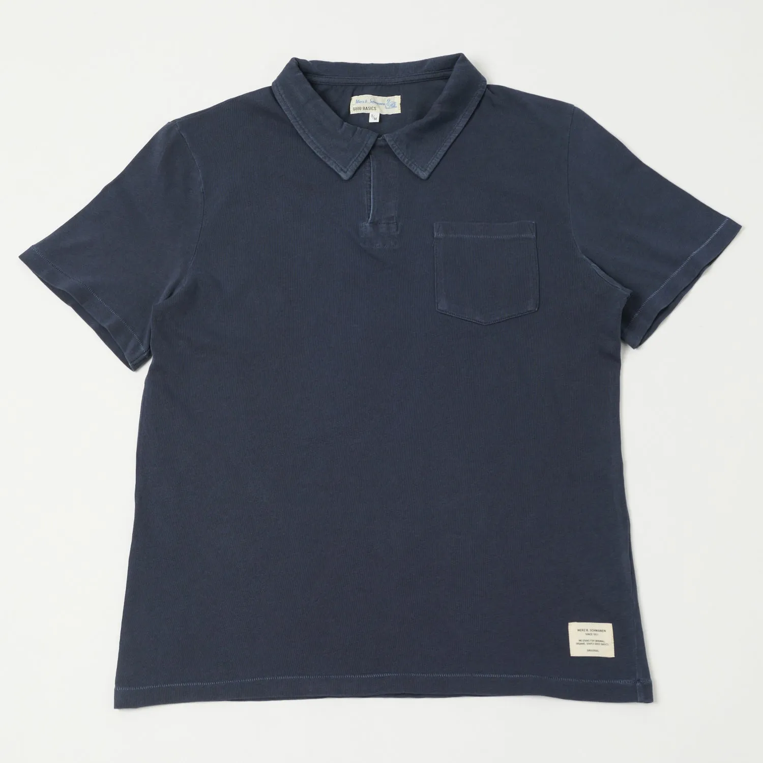 Stylish Comfort Merz b. Schwanen 'Good Basics' Polo Shirt - Denim Blue