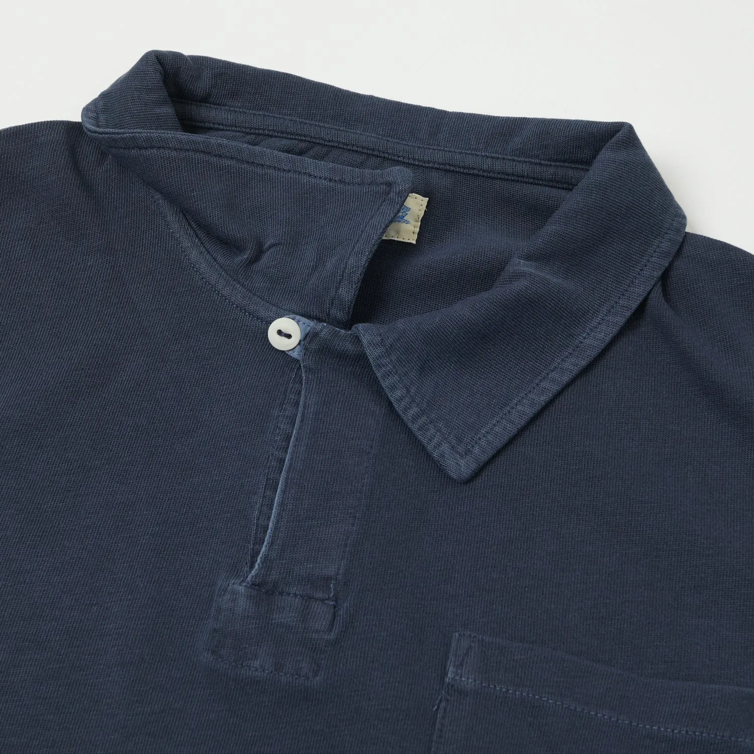 Merz b. Schwanen 'Good Basics' Polo Shirt - Denim Blue Minimalist Style