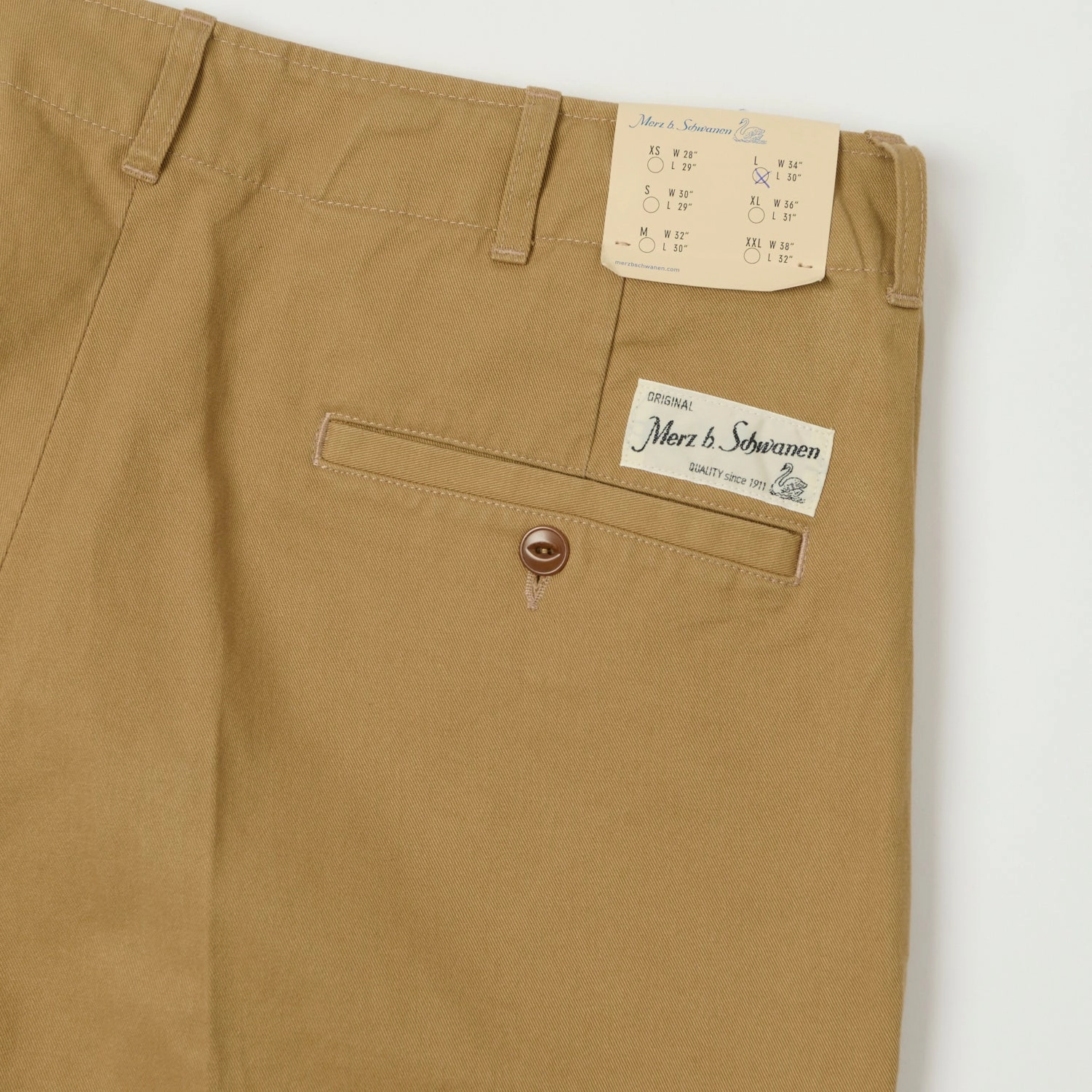 EcoFriendlyMaterial Customizable length Merz b. Schwanen 'Good Basics' Organic Cotton Twill Chinos - Khaki