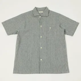 Warehouse & Co 3091 Duck Digger Open Collar Stripe Shirt - White/Navy Lightweight Comfort Pastel Shade