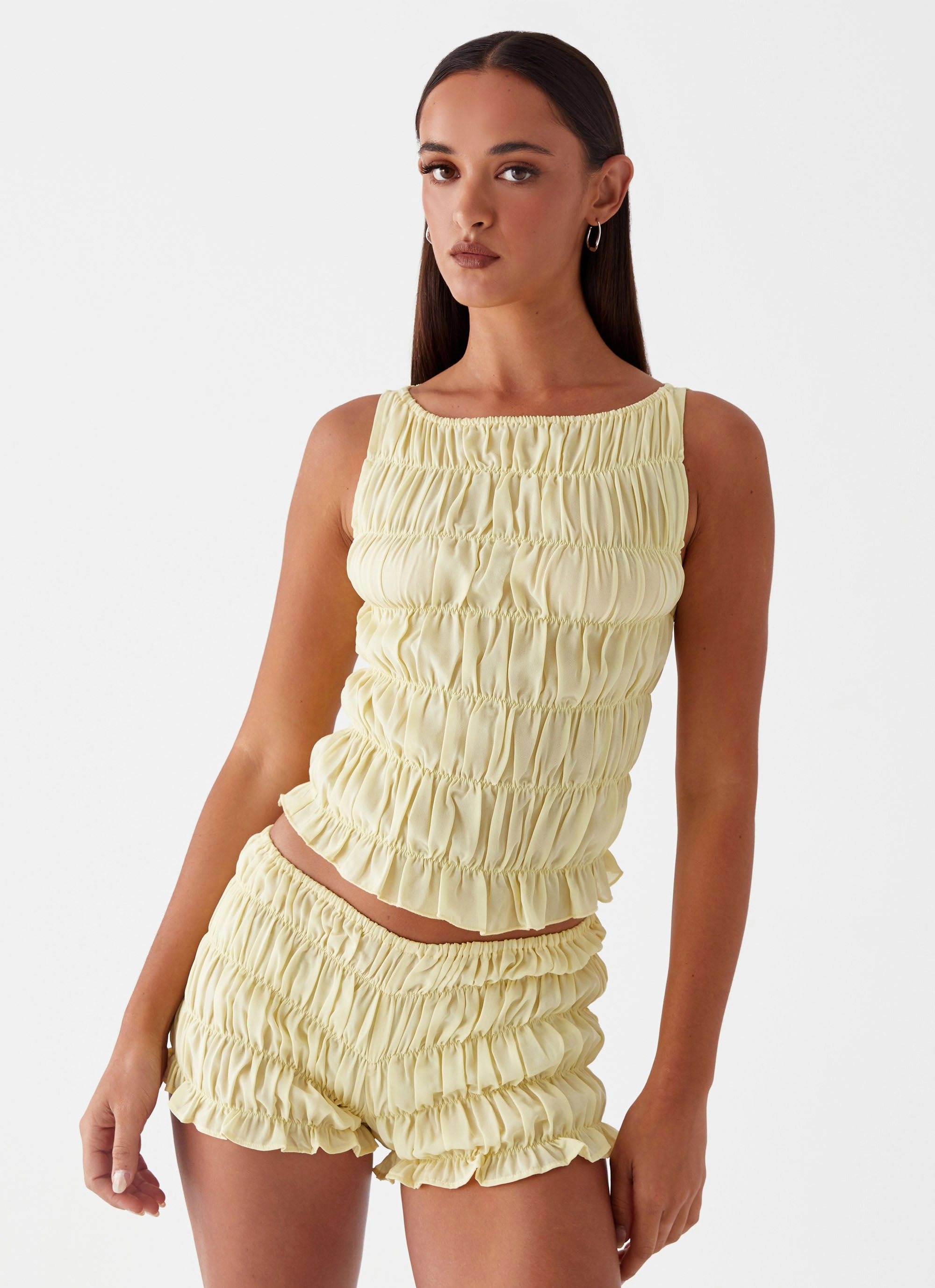 Tennis wear Wedding Gift Messina Ruched Tank Top - Yellow