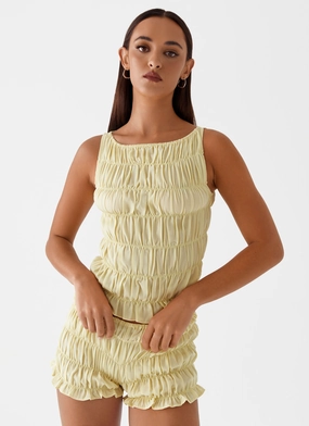 Messina Ruched Tank Top - Yellow Unisex style Low Maintenance Fabric