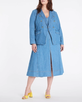 Michelle Denim Blazer | Medium Indigo Blue Performance Fit