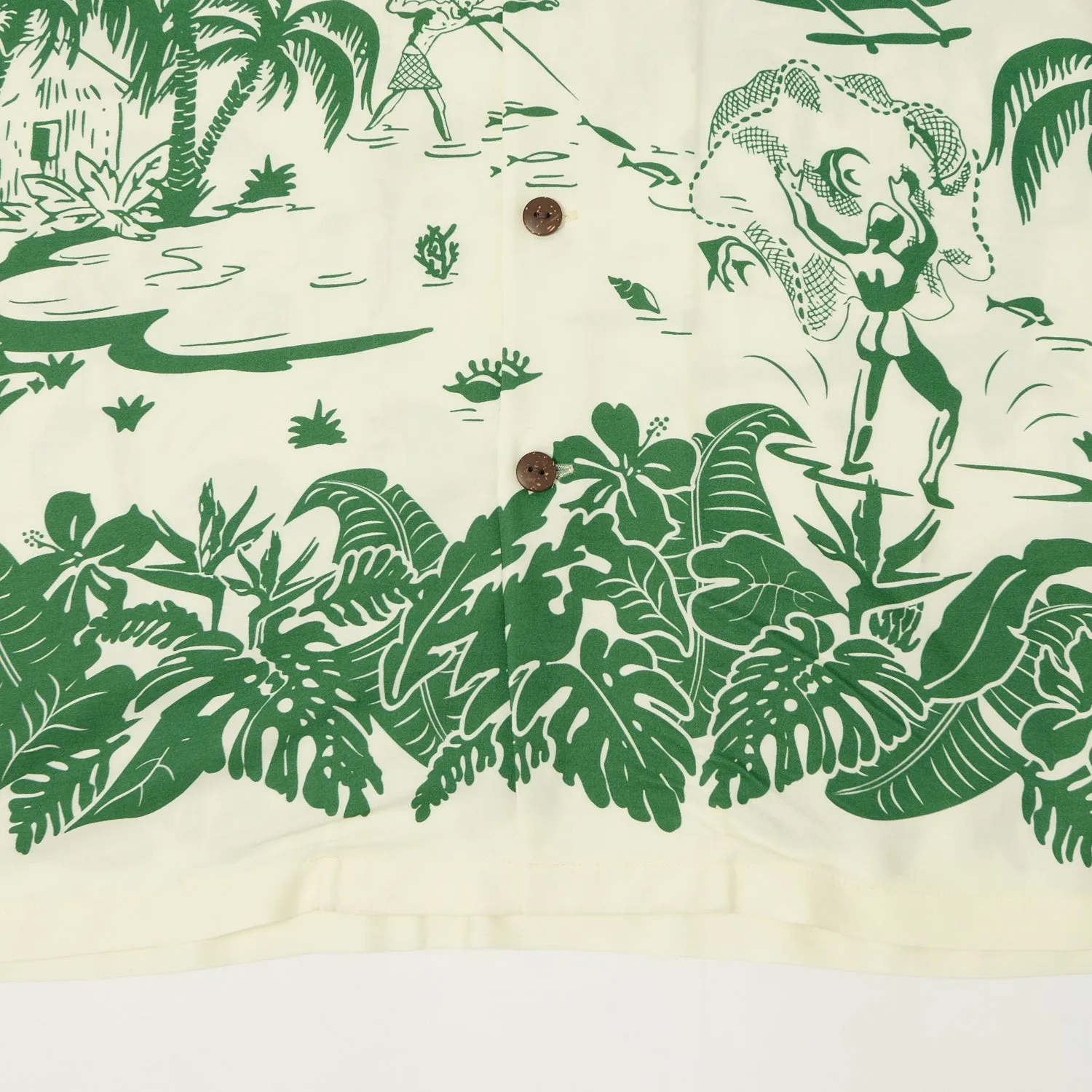 Sporty Layer Breathable Fit Micky Oye 'Kalalau' Aloha Shirt - Cream