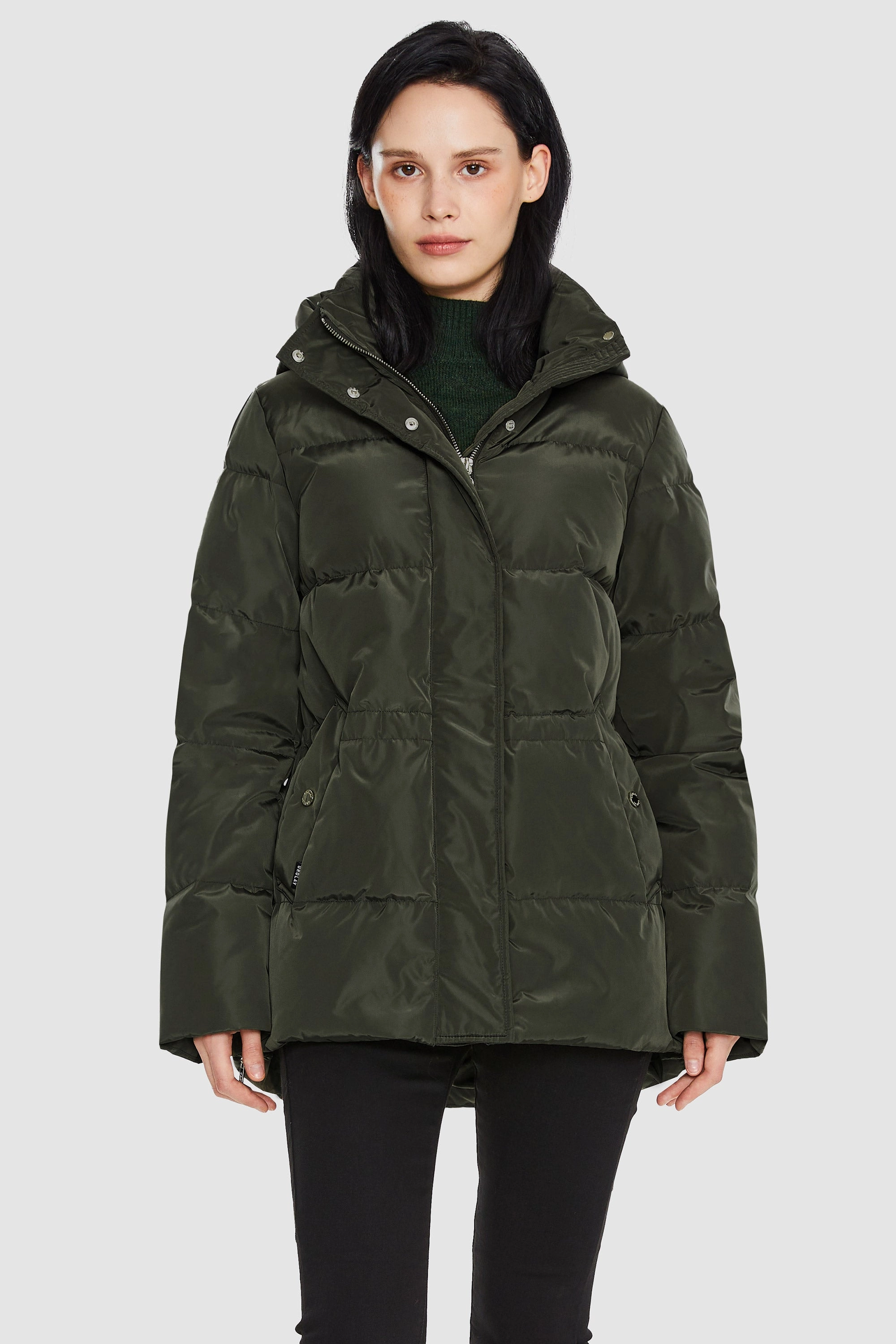 Mid-Length Hooded Down Jacket Trendy Must Have Recycled Material Blend