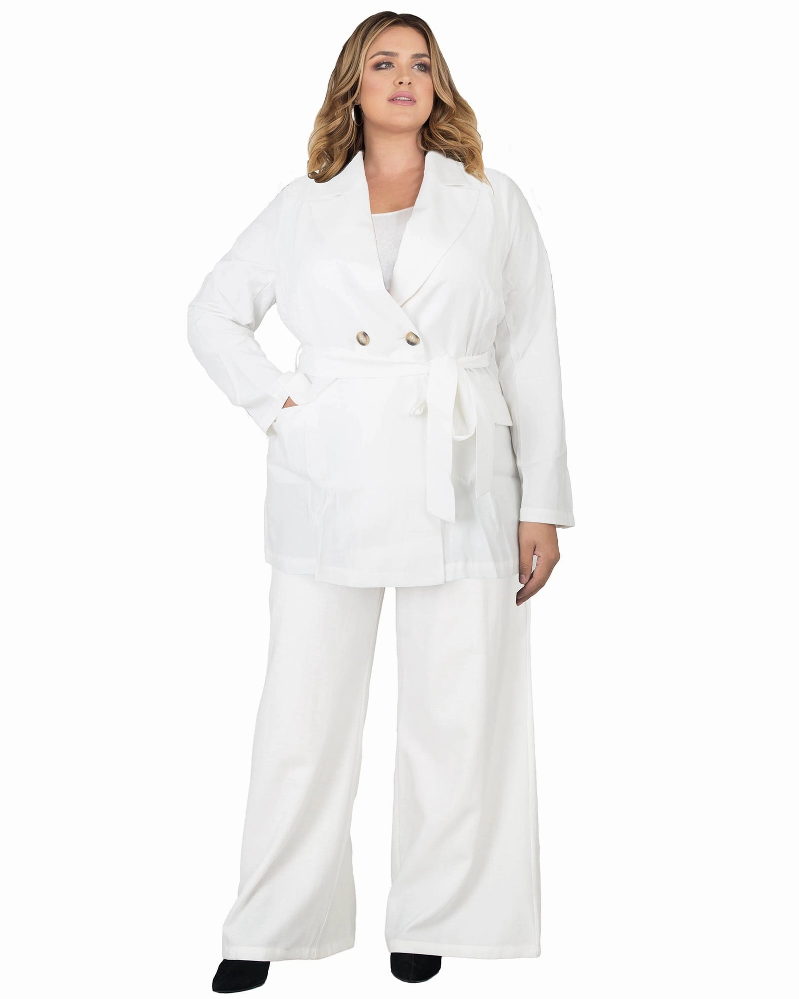 Daily Wear Softshell Fabric Technology Midge Wrap Blazer | Off White