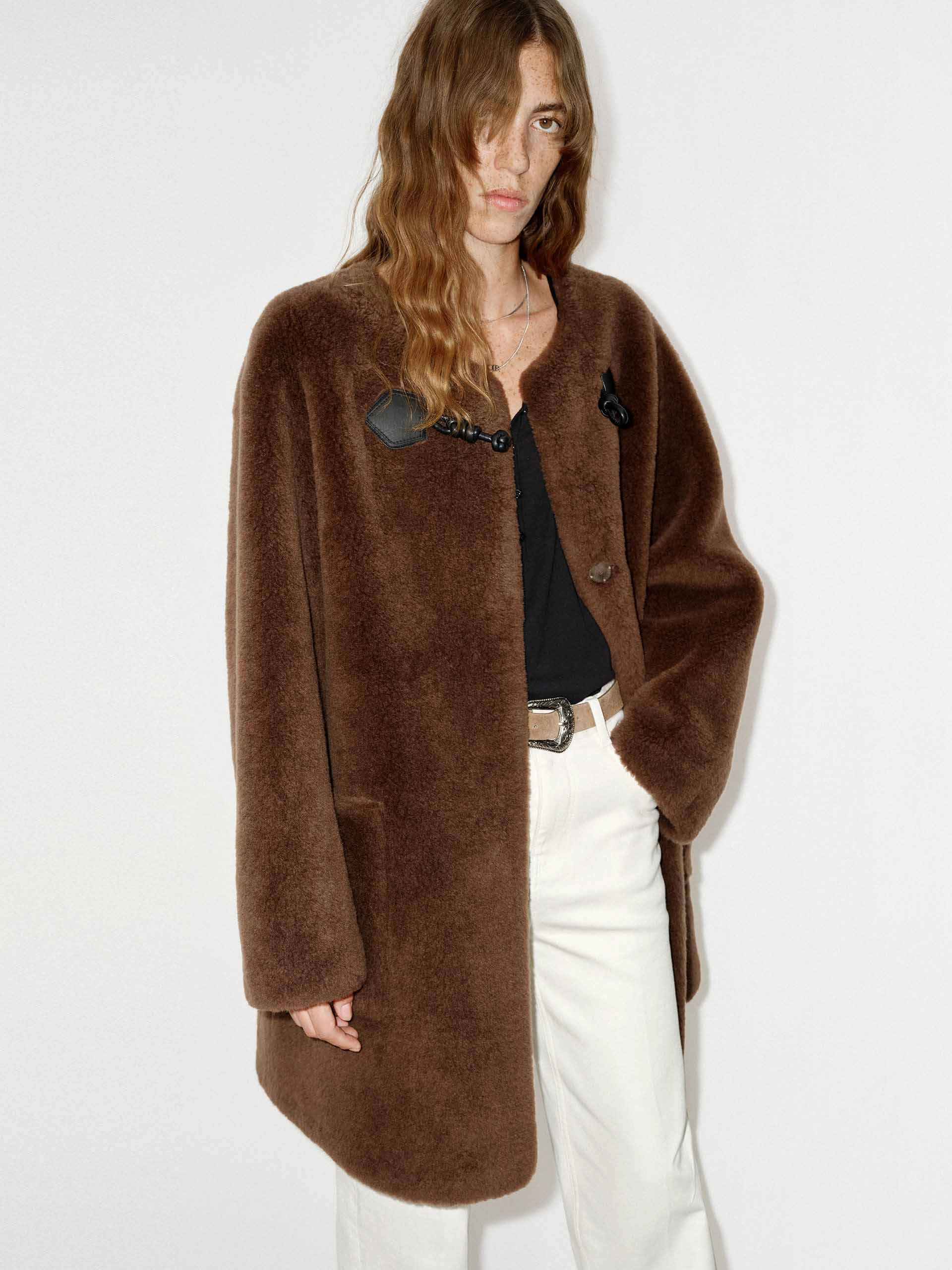 Midi Length Fuzzy Coat Essential Casual Look Warmth Without Bulk