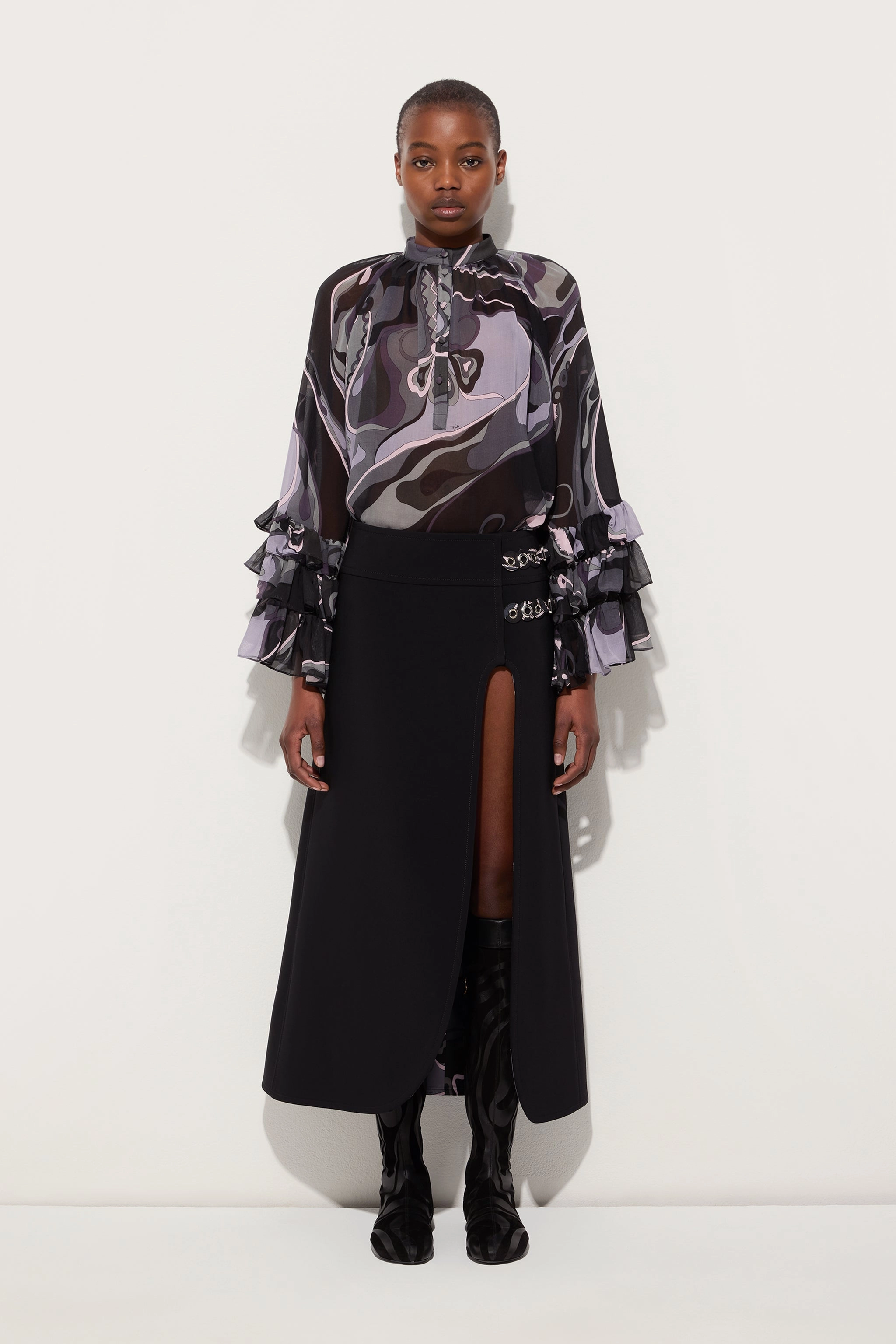 Cozy Edge Midi Skirt with Internal Print