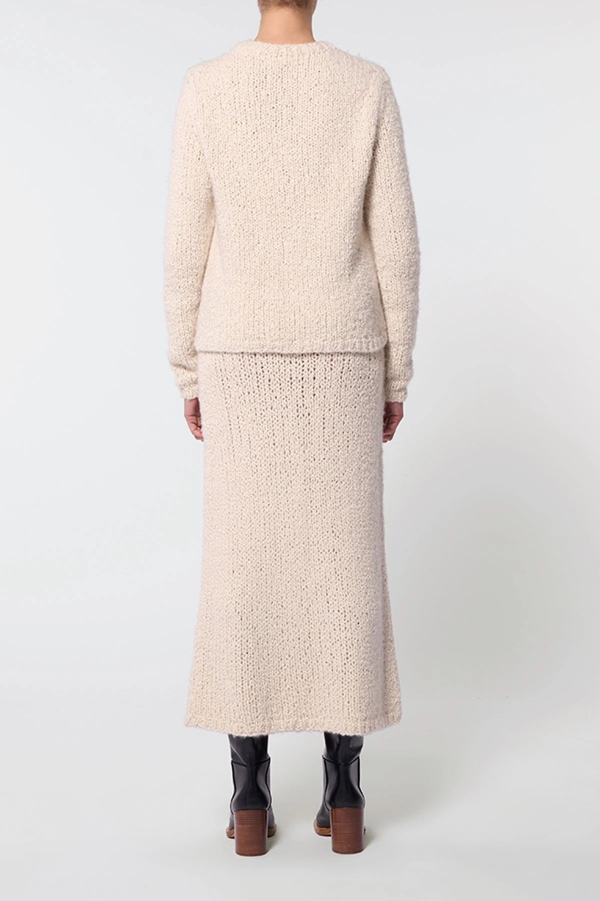 Milne Knit Maxi Skirt in Ivory Cashmere Boucle Statement Fashion