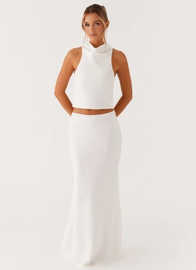 Fresh Look Mina Satin Maxi Skirt - White