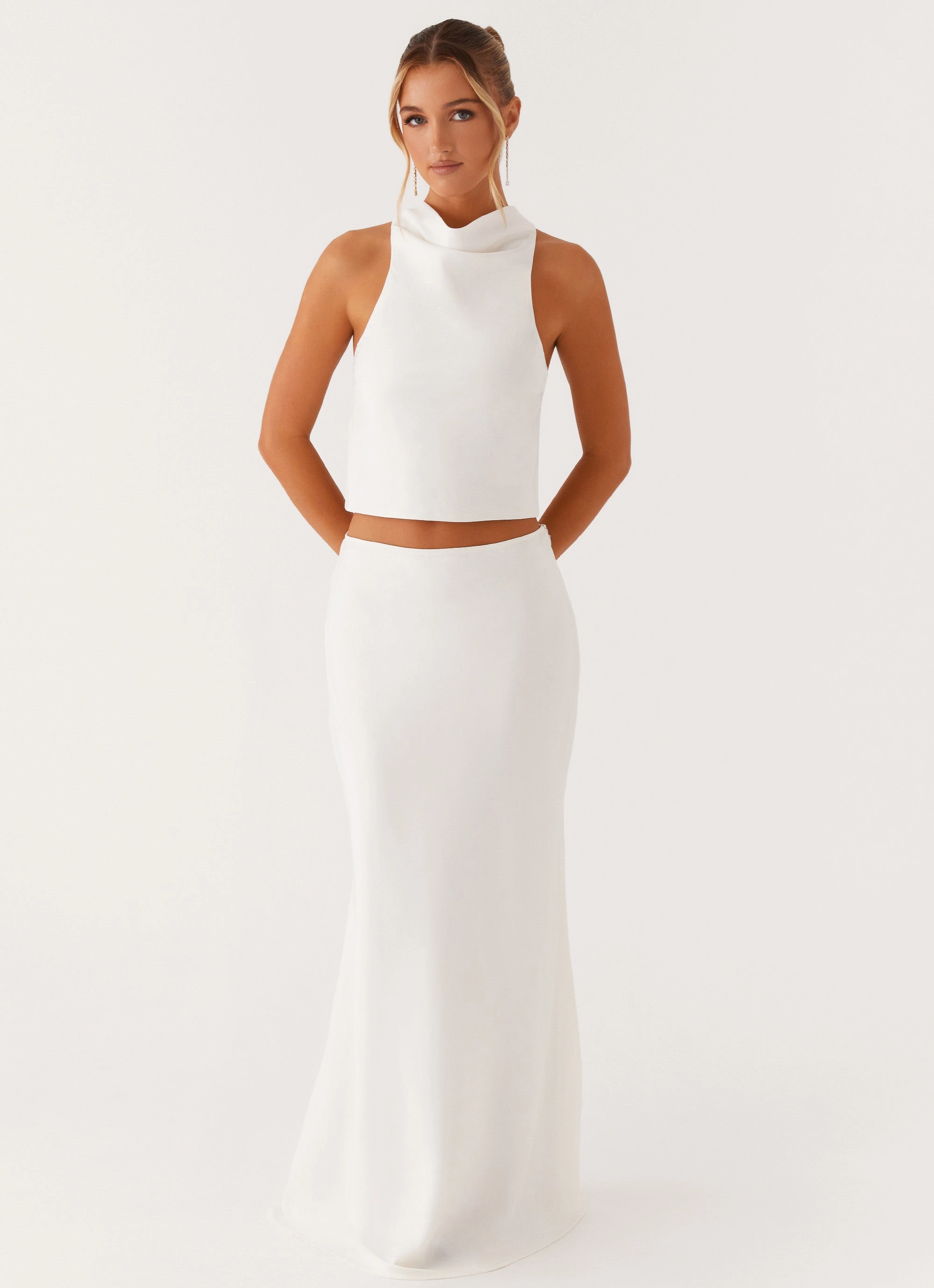 Fresh Look Mina Satin Maxi Skirt - White