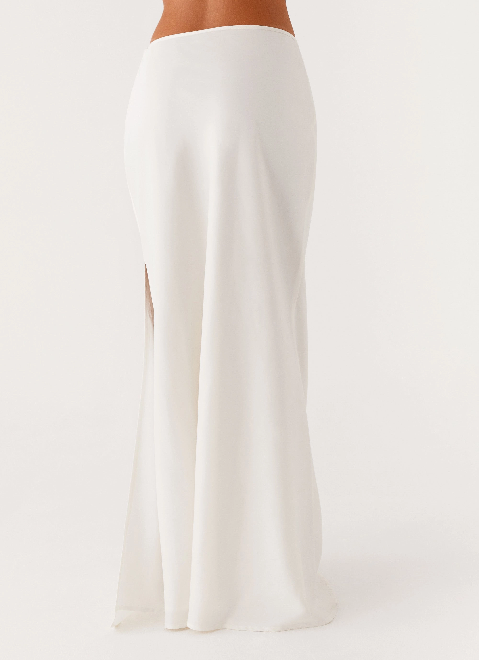 Bright Hues Mina Satin Maxi Skirt - White