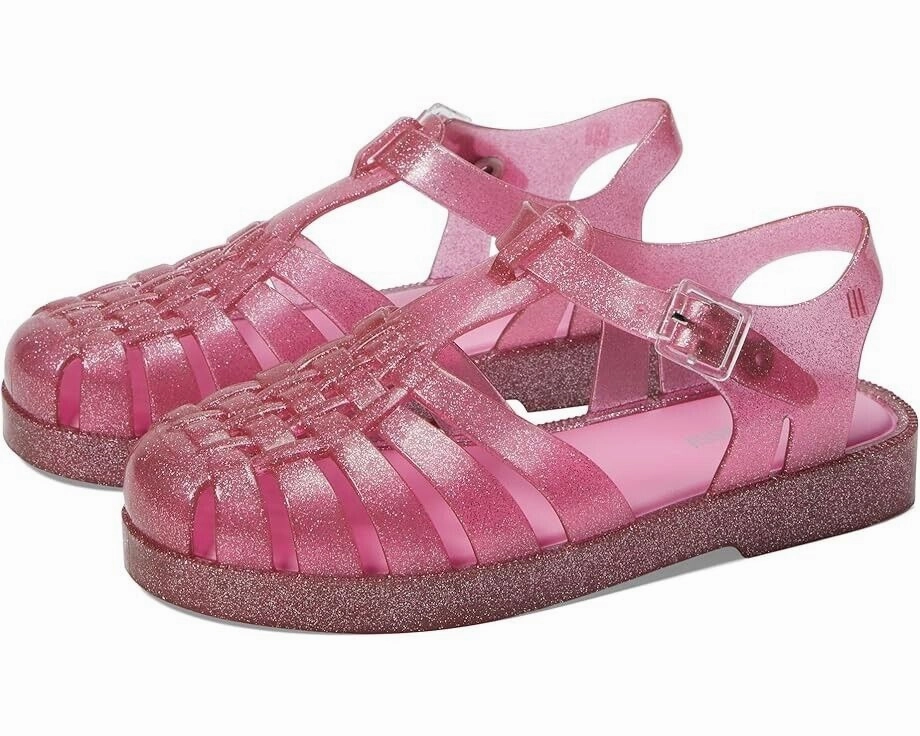 Active Impact Dispersing Core Mini Melissa Possession Shiny Sandals Kids US 2 Glitter Pink Cutout Ankle KHD158