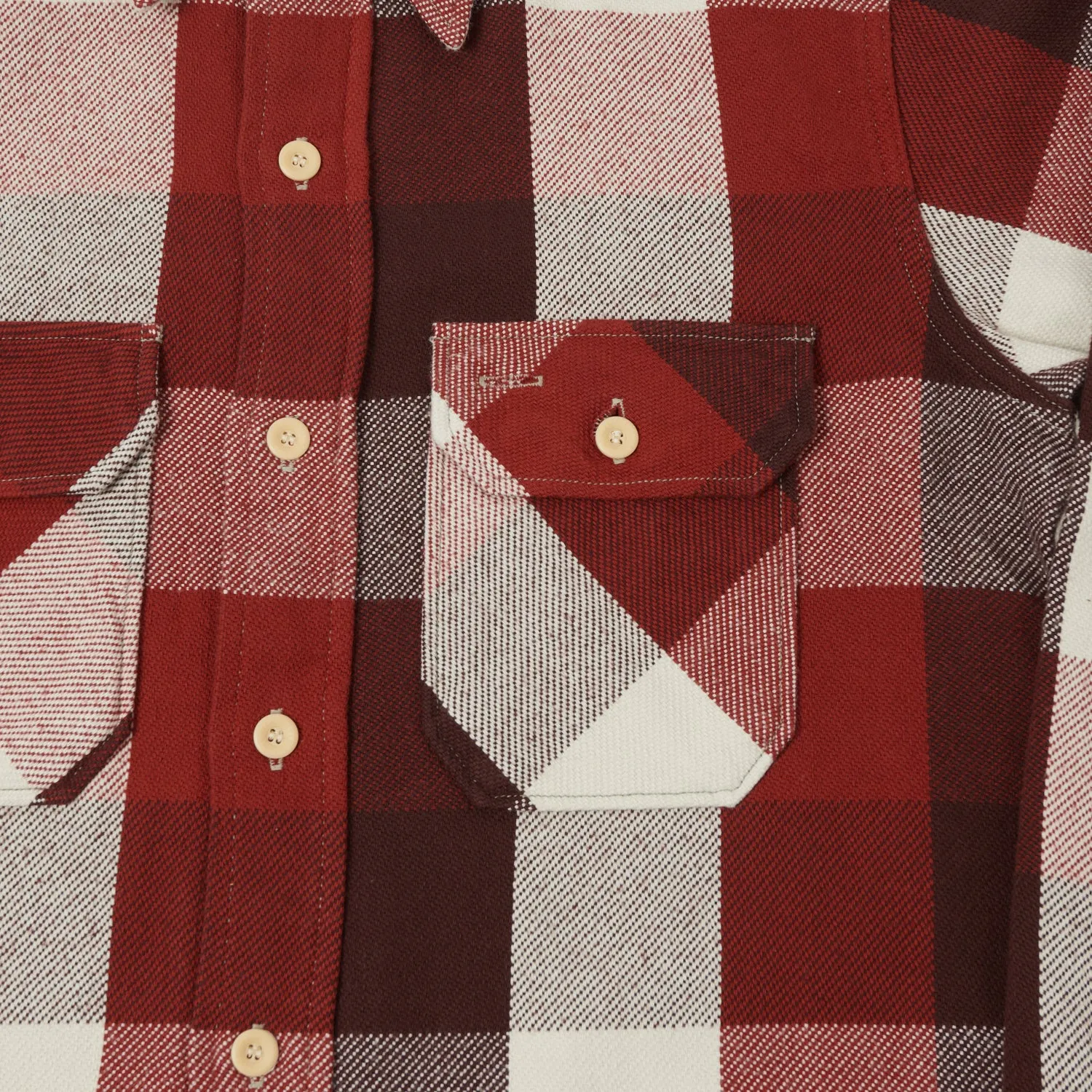 Warehouse & Co 3104 Buffalo Check Flannel Shirt - Dark Red Oversized Fit