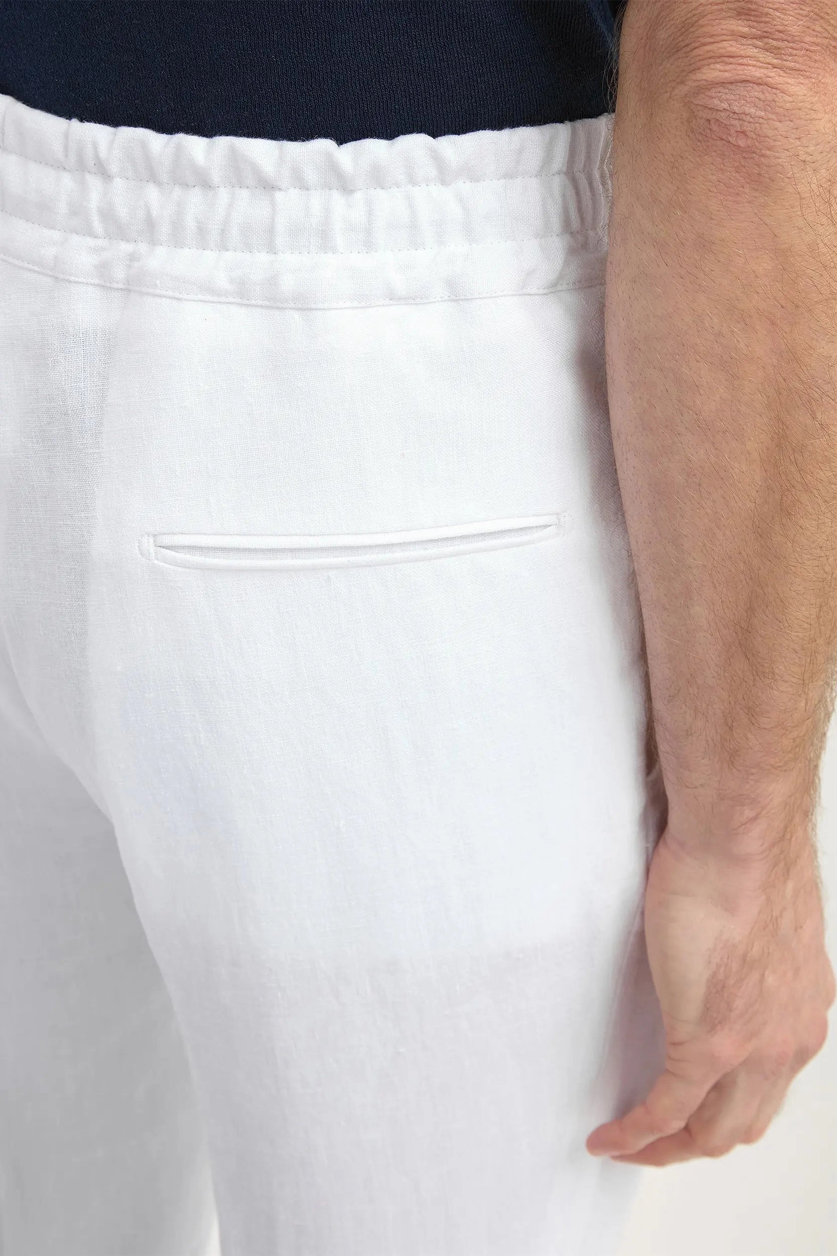 Contoured Panel Design White linen Elba trousers - Made in Italy