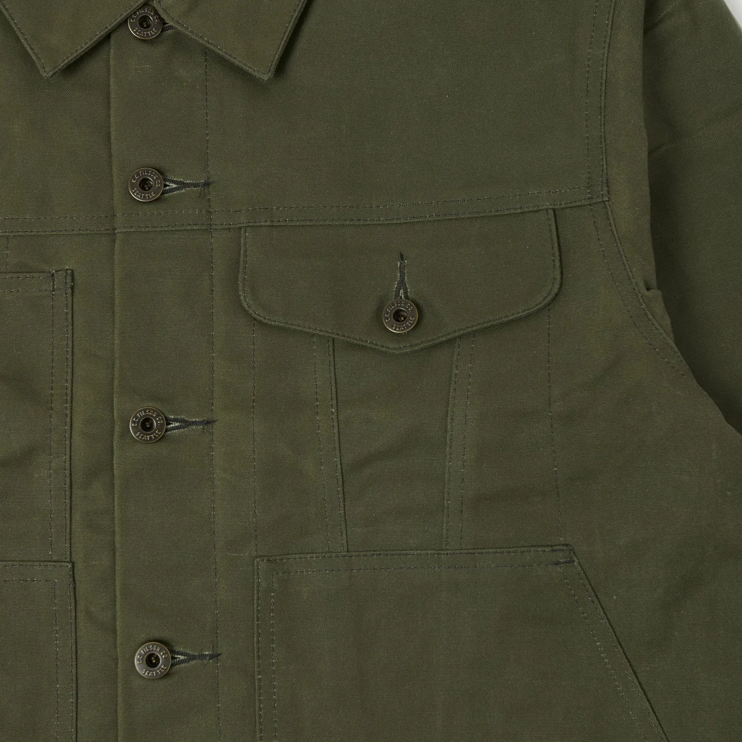 Travel Fit Temperature Regulating Fill Filson Tin Cloth Short Lined Cruiser Jacket - Military Green