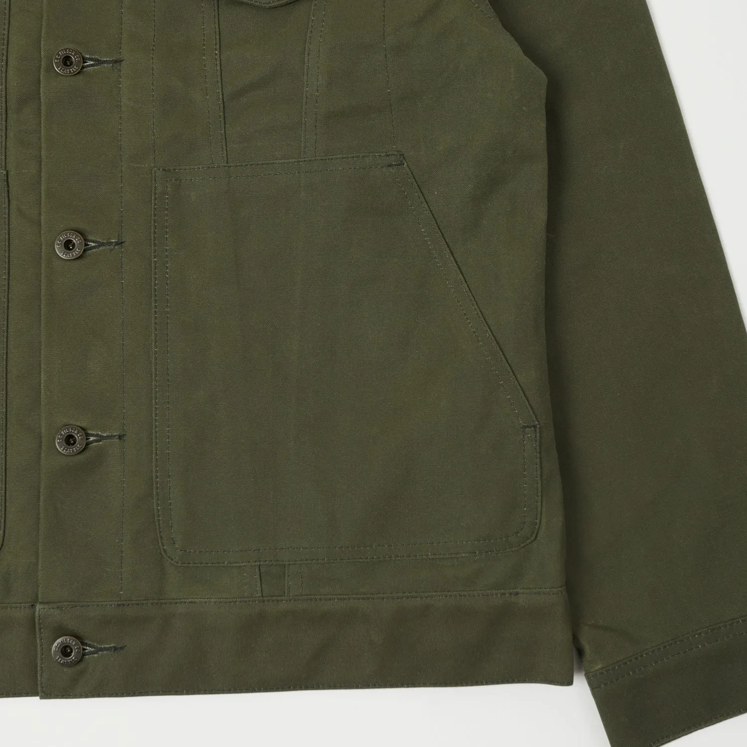 Filson Tin Cloth Short Lined Cruiser Jacket - Military Green Monochrome Look