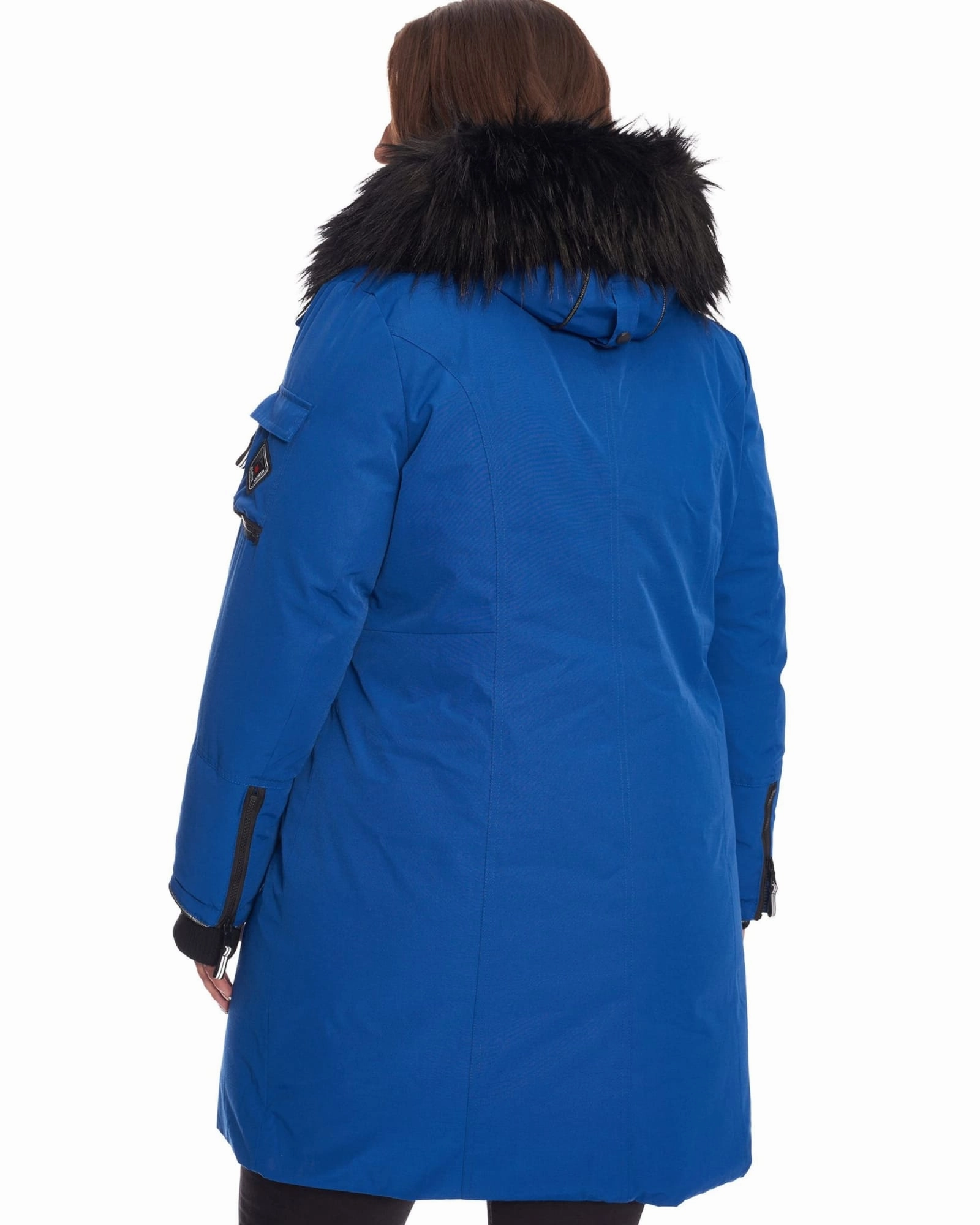 LAURENTIAN | Vegan Down Recycled Long Parka Winter With Faux Fur Hood | Cobalt Attitude Run Friendly