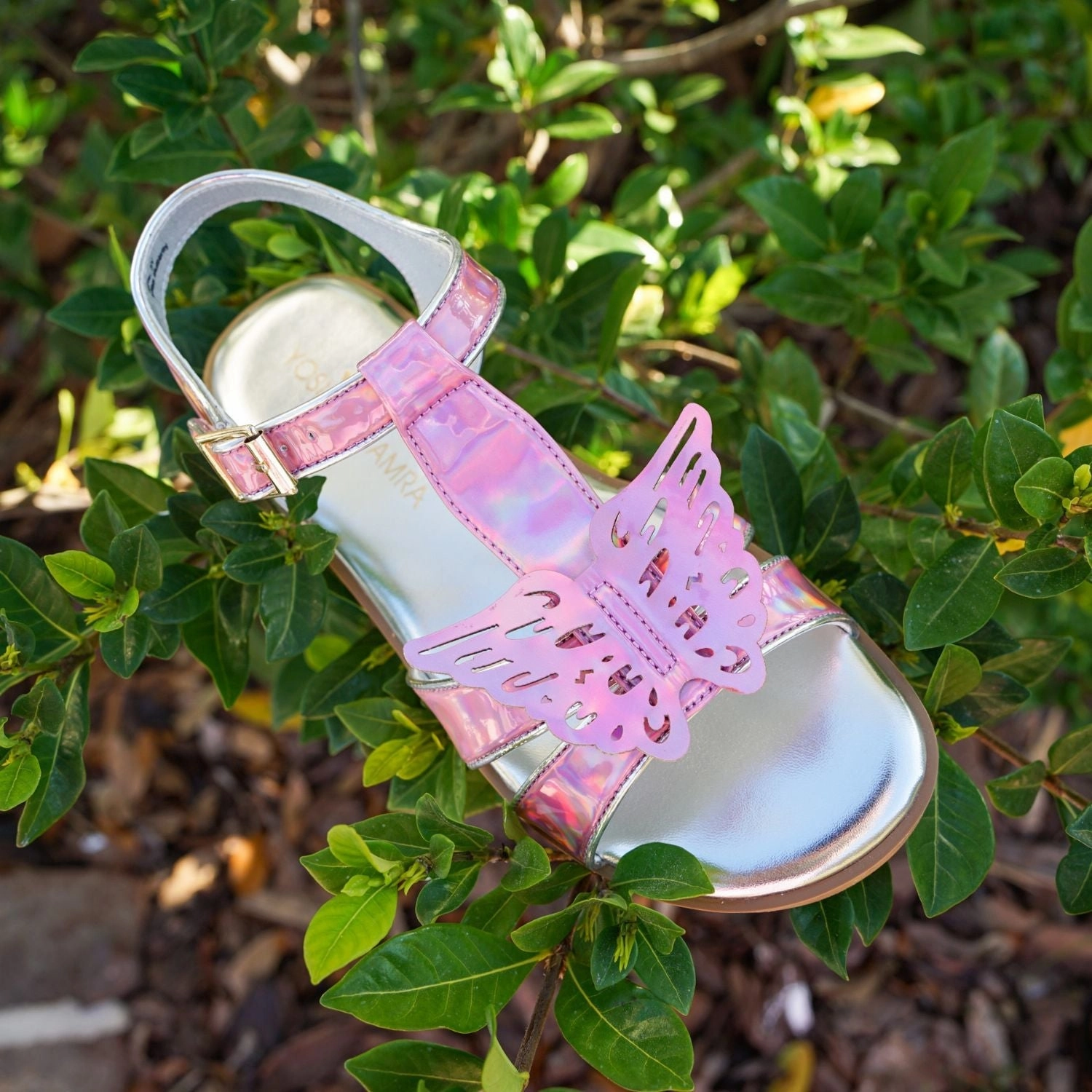 Anti microbial Everyday Step Miss Butterfly Sandal in Rainbow Iridescent - Kids