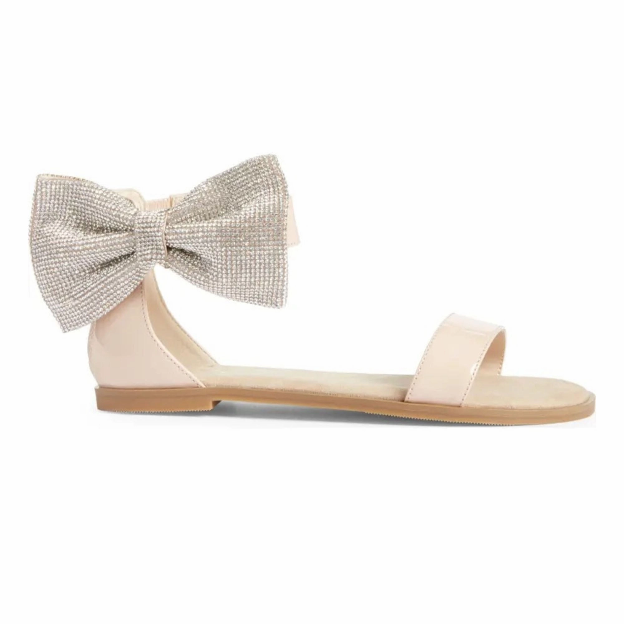 Miss Cambelle Crystal Bow Sandal in Blush Patent - Kids Fast Drying Durable Walking