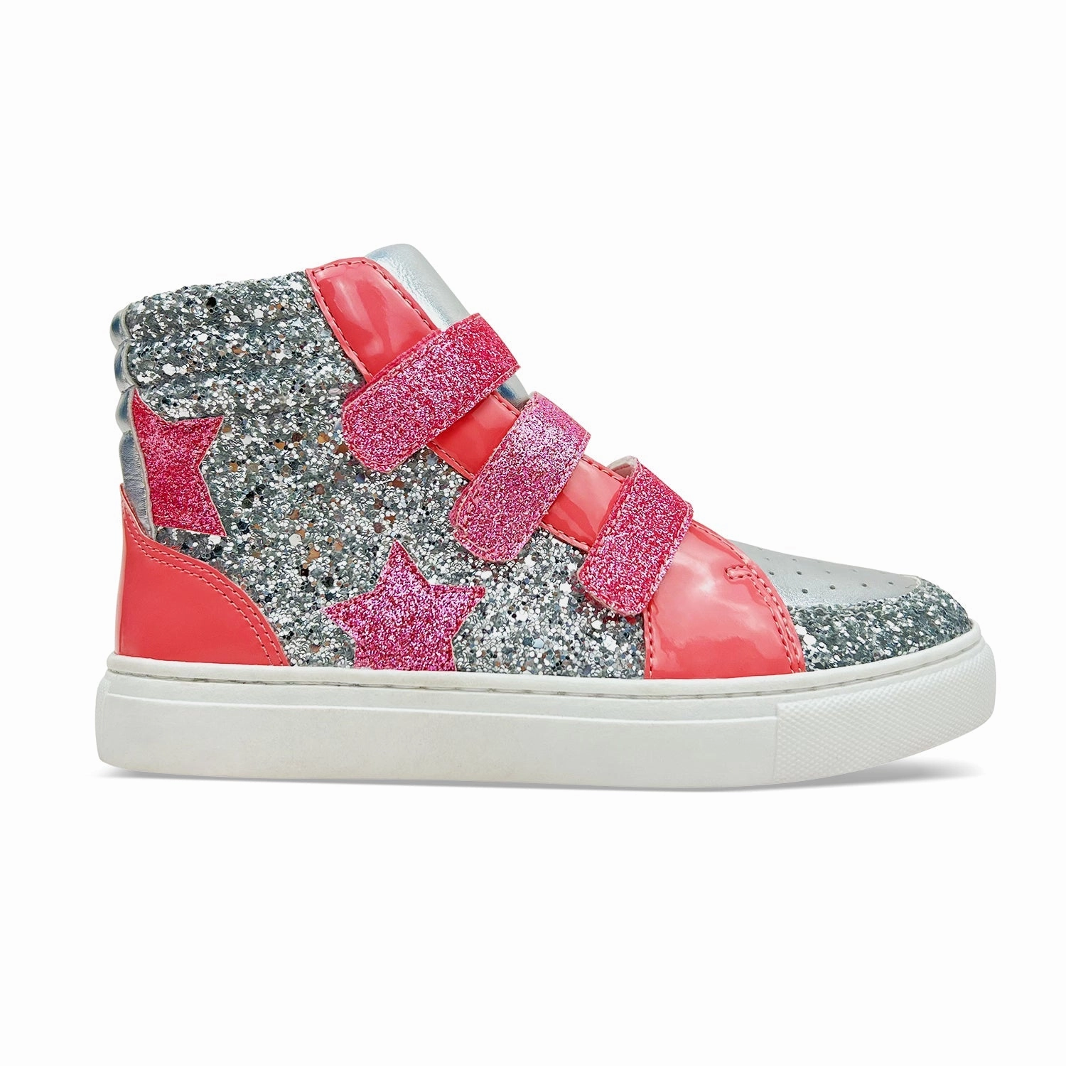 Miss Hannah Velcro Sneaker in Pink & Silver - Kids Evening Step Comfort Fitment