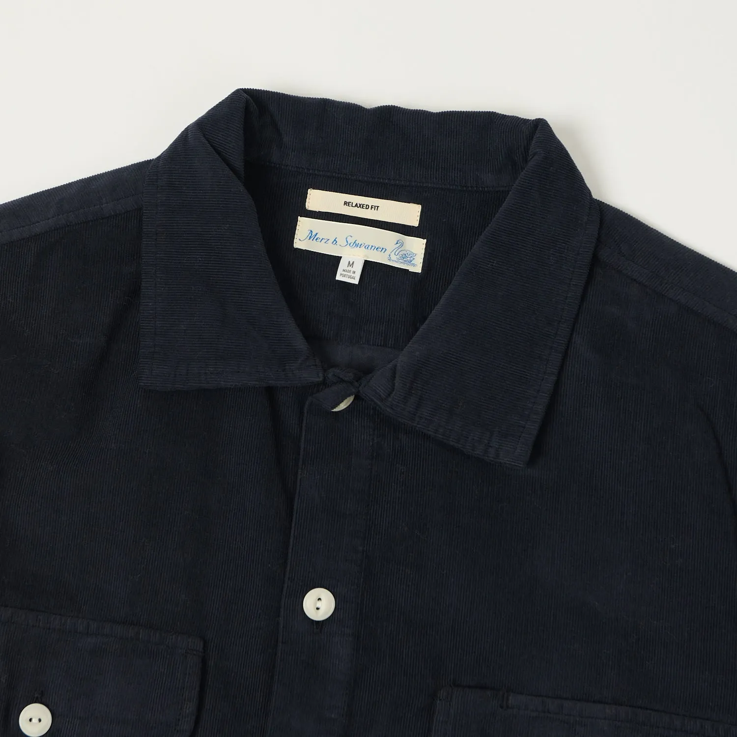 Merz b. Schwanen 'Good Basics' Organic Corduroy Shirt - Night Blue Anti Pill Treatment