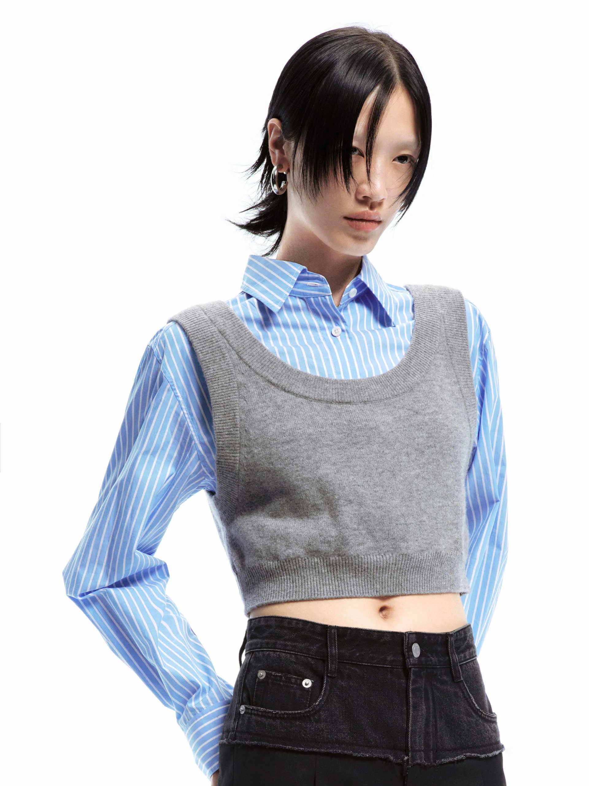 Paneled Cropped Shirt No Bulk Layering System Premium Option