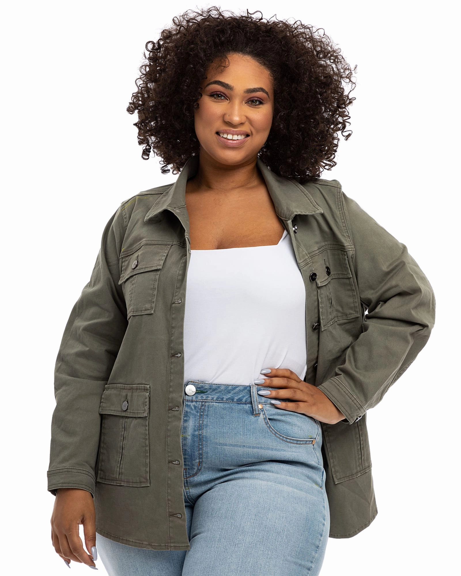 Quick Adjust Straps Advertise Bree Twill Utility Jacket | Kasey