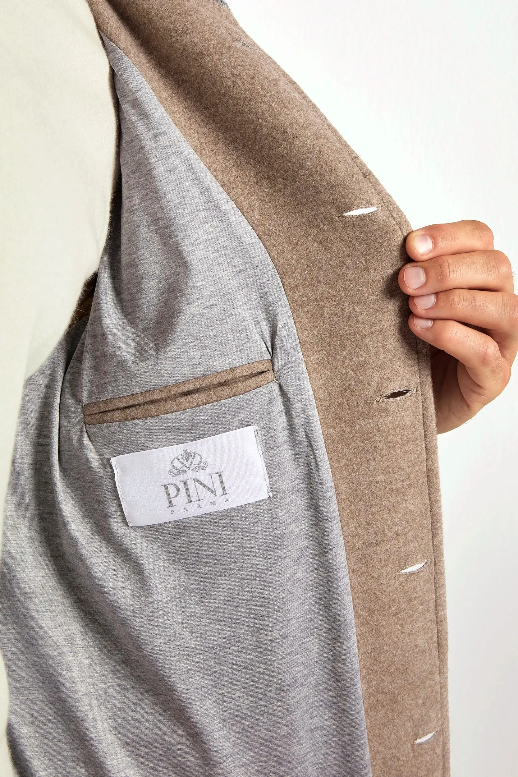 Fleece Inside Beige Super 180's wool flannel bomber jacket ?C Made in Italy